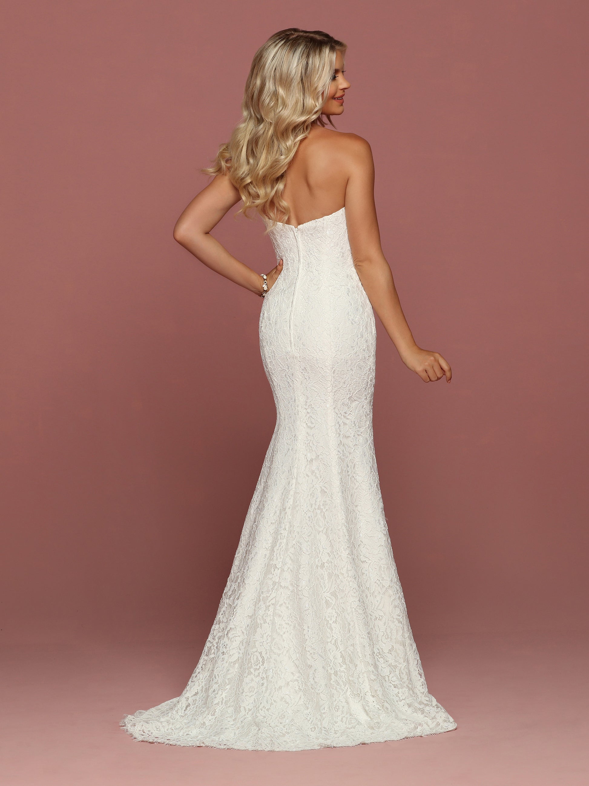 Davinci Bridal 50491 is a stunning allover Lace Wedding Dress. Strapless Sweetheart neckline with a fitted silhouette. Eyelash lace adorns the hem & Train for a classic look.   Available for 1-2 Week Delivery!!!  Available Sizes: 2,4,6,8,10,12,14,16,18,20  Available Colors: Ivory