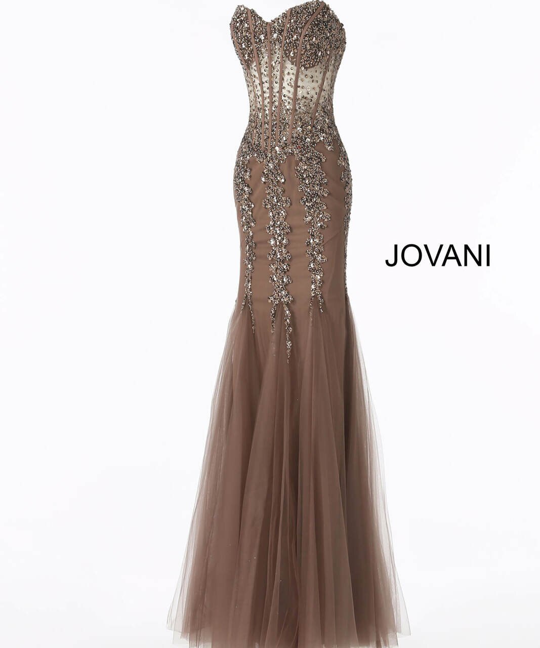 Jovani 5908 Sheer Corset Mermaid Prom Dress Pageant Sexy Embellished Formal Gown