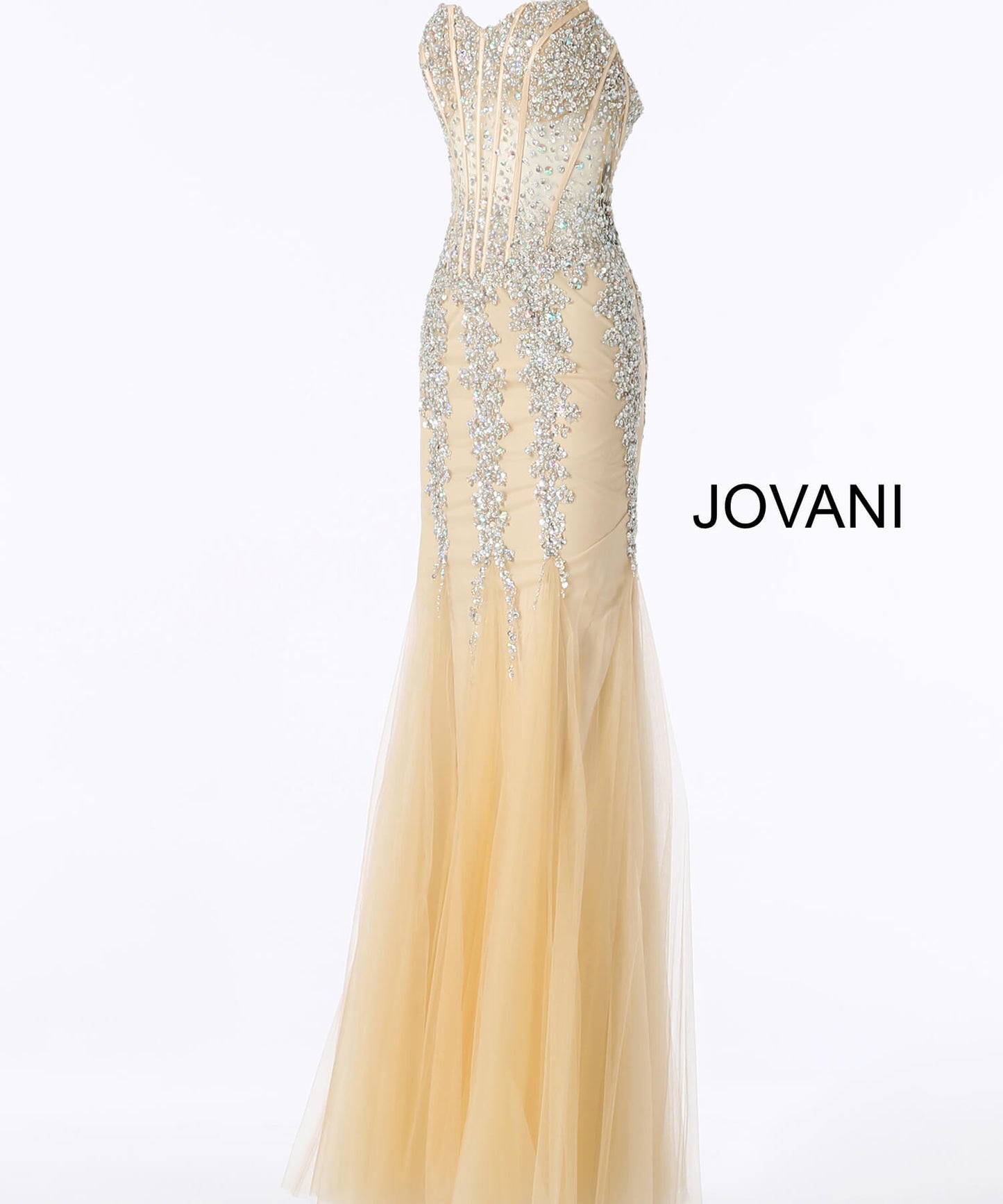 Jovani 5908 Sheer Corset Mermaid Prom Dress Pageant Sexy Embellished Formal Gown