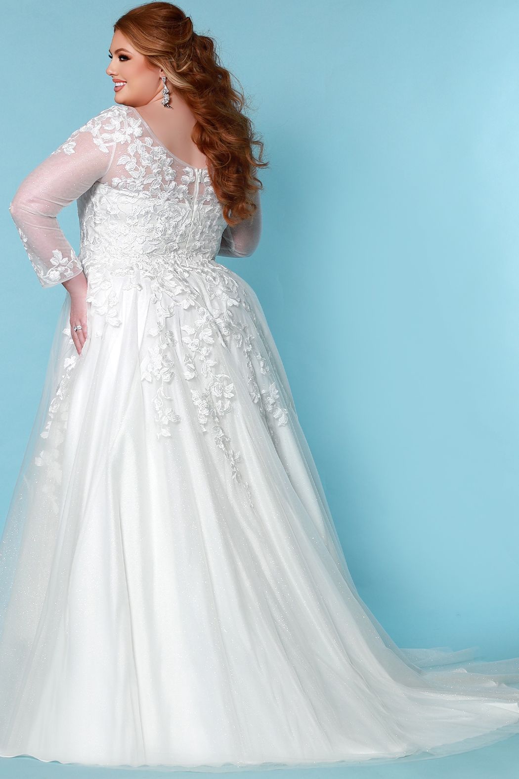 Sydneys Closet SC5267 Shirley Wedding Dress lace long sheer sleeves