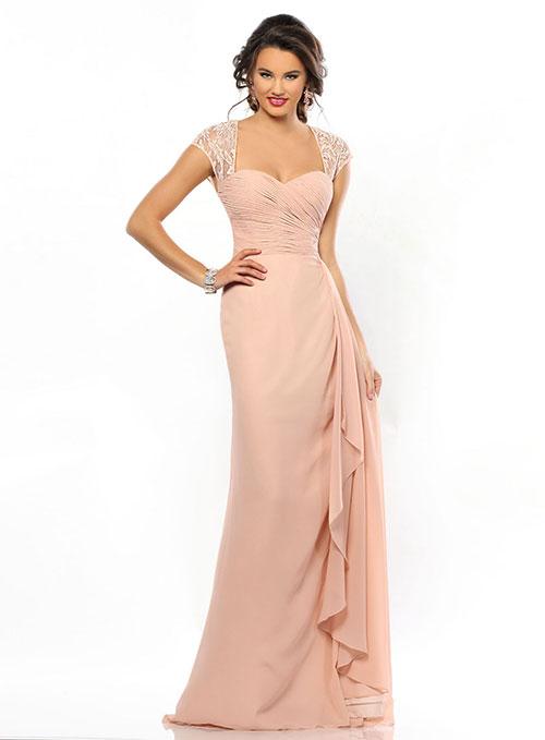 Adagio Bridesmaids Dress 131 Size 16 Long Blush Formal Dress lace cap sleeves