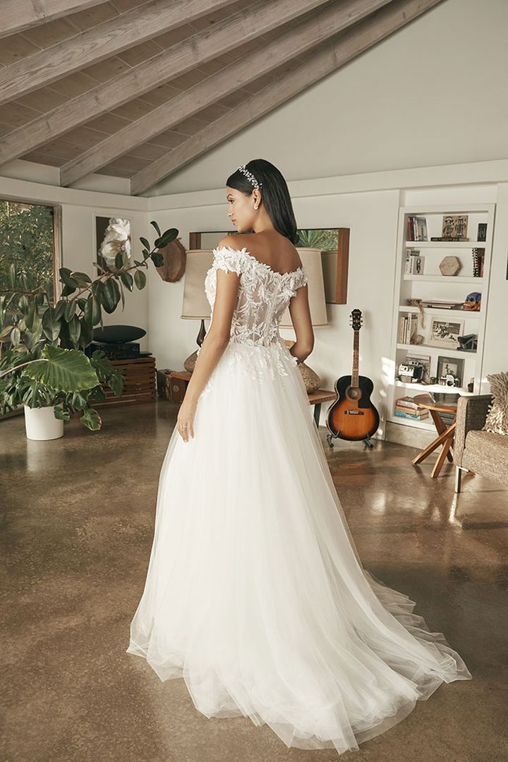 Beloved by Casablanca Bridal BL387 Remi Wedding Dress Off the Shoulder Lace Tulle Skirt