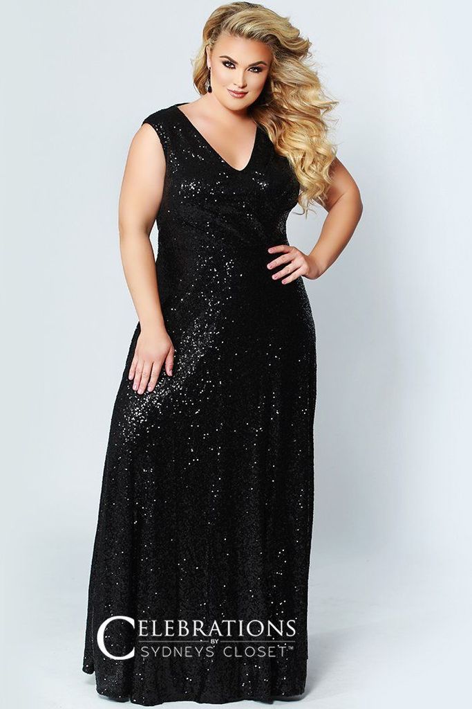 Sydney's Closet CE1801 Long Sequin Plus Size 16 Prom Dress Formal Evening Gown