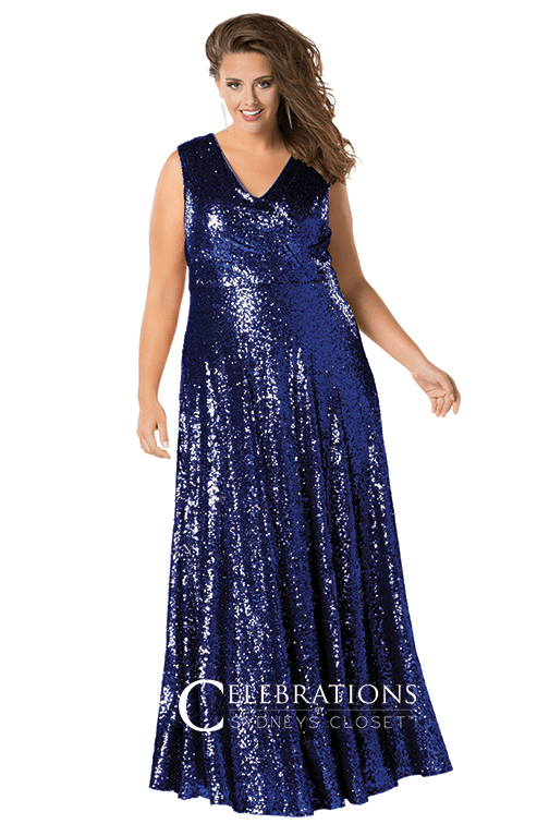 Sydney's Closet CE1801 Long Sequin Plus Size 16 Prom Dress Formal Evening Gown