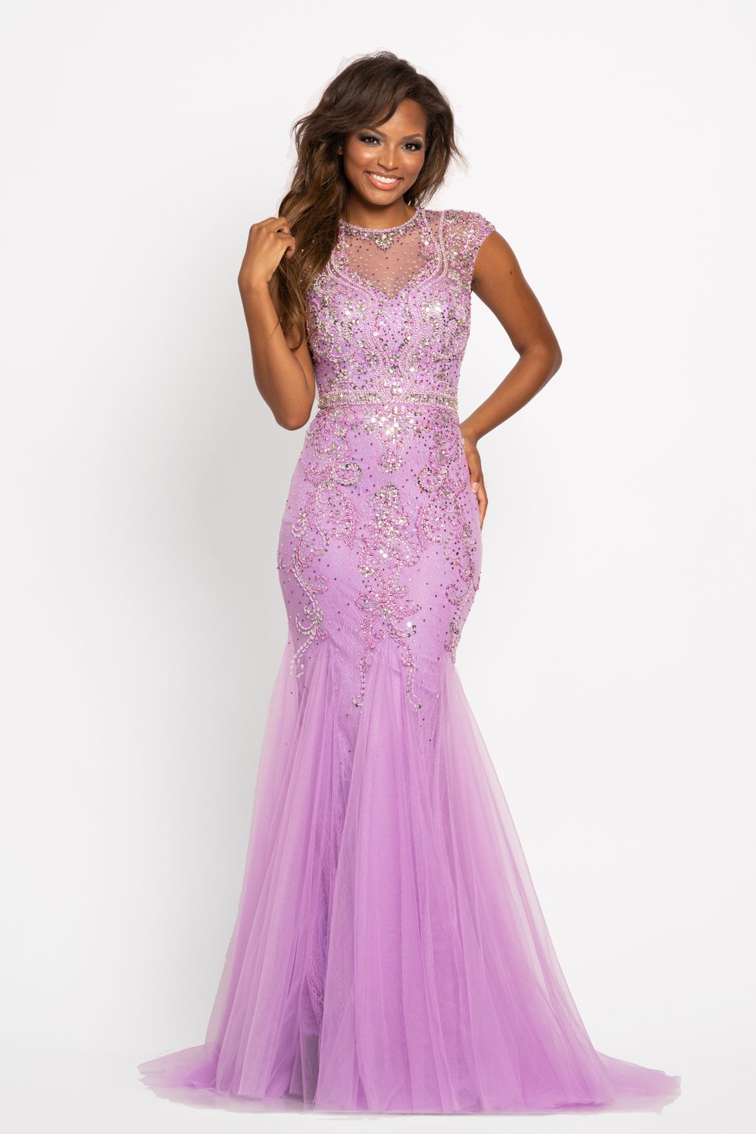 Johnathan Kayne 9039 Illusion Lace Evening Dress Cap Sleeve Mermaid Prom Dress Pageant gown