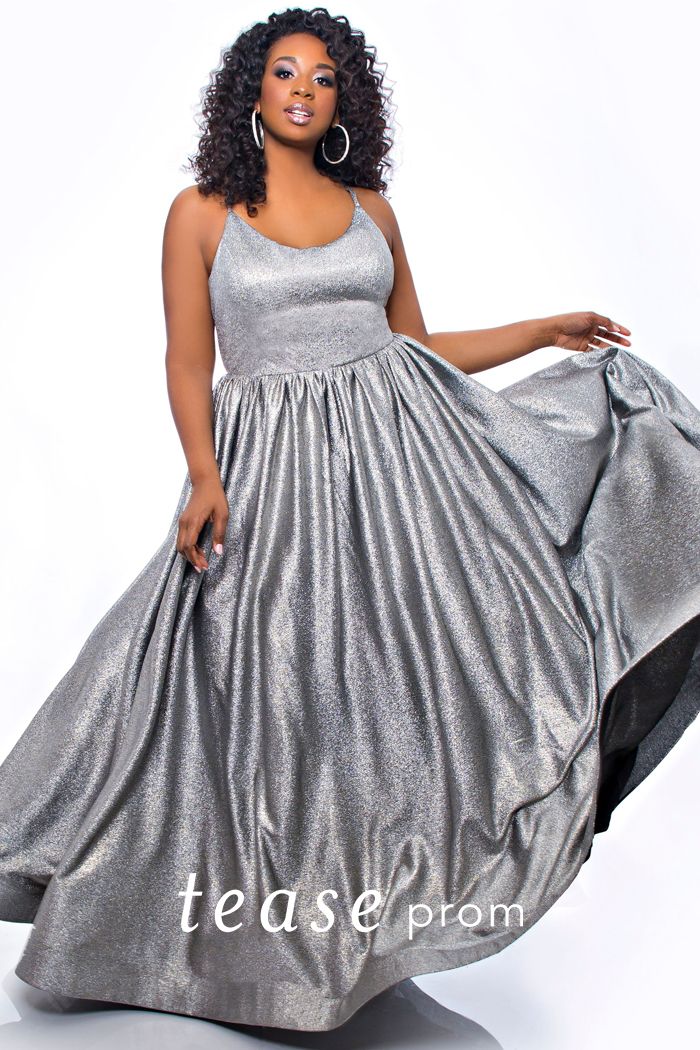 Tease Prom TE2030 scoop neckline a line shimmer prom dress plus sized ball gown. 