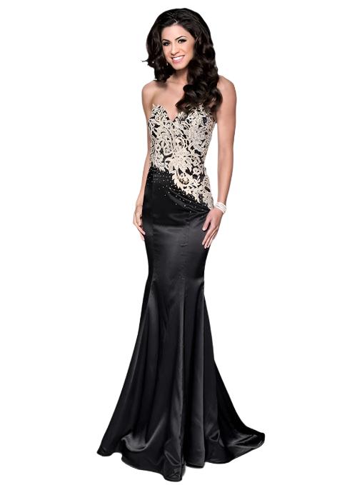 Envious Couture 15140 Size 4 Black Gold Prom Dress Pageant Gown