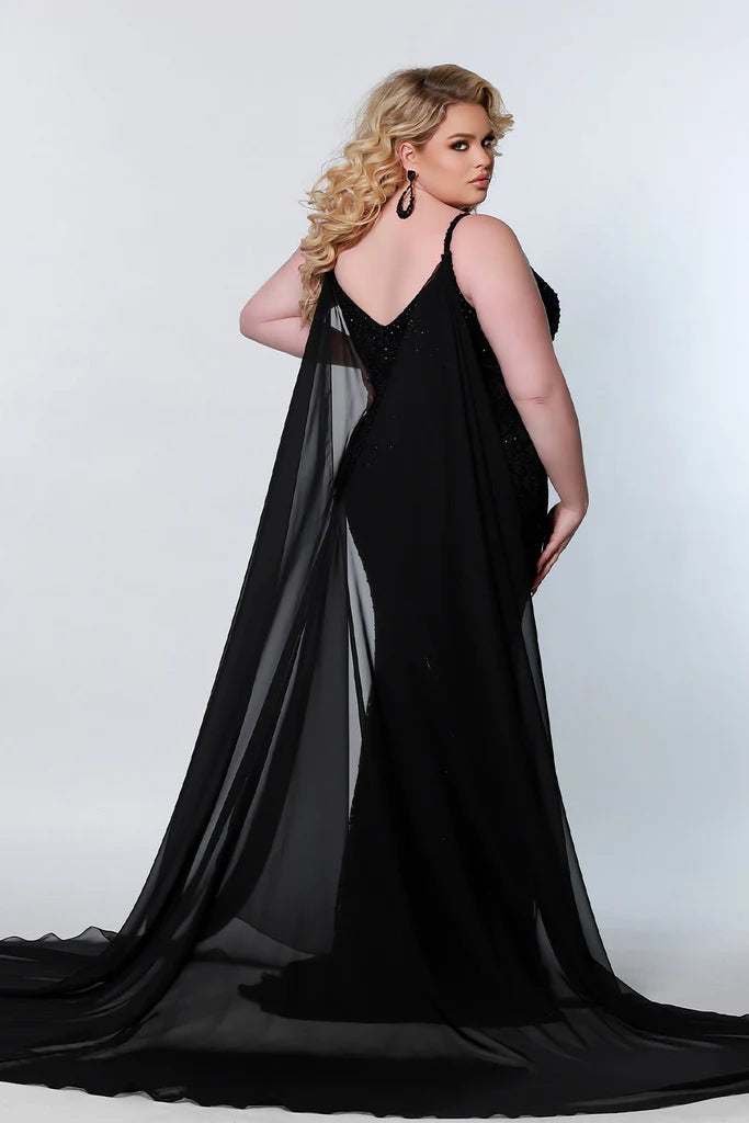 Sydney's Closet Johnathan Kayne JK1204 Chiffon Pageant Formal Cape Accessory Detachable Colors: Aqua, Black, Coral, Green, Light Blue, Neon, Pink, Purple, Red, Royal, White, Yellow One size fits all Long chiffon cape Clear snaps included