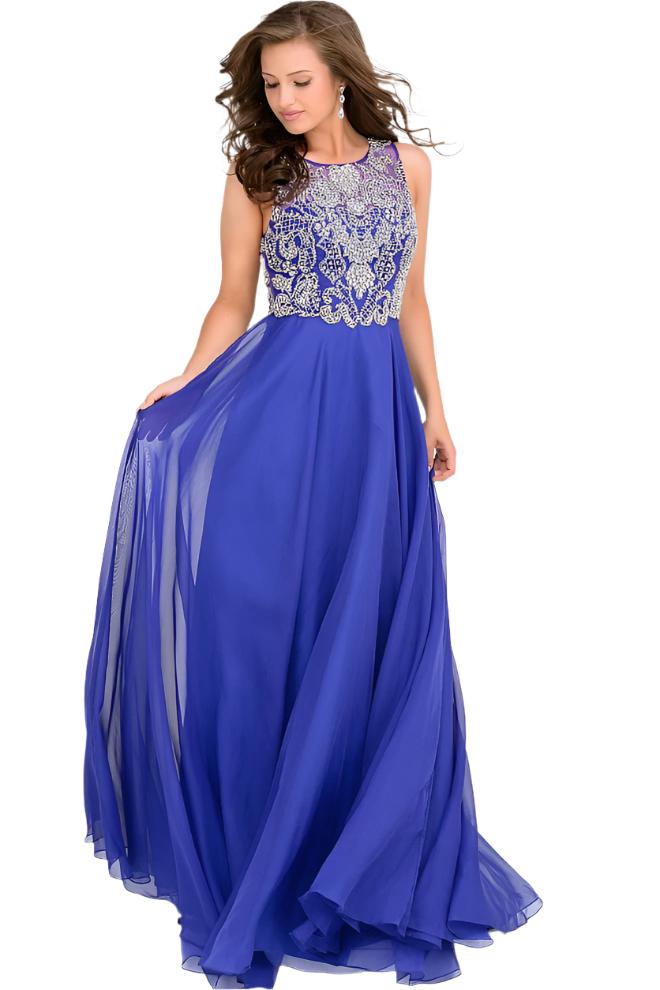 Jovani JVN48709 Size 6,10 Royal Blue Long A Line Evening Dress Embellished