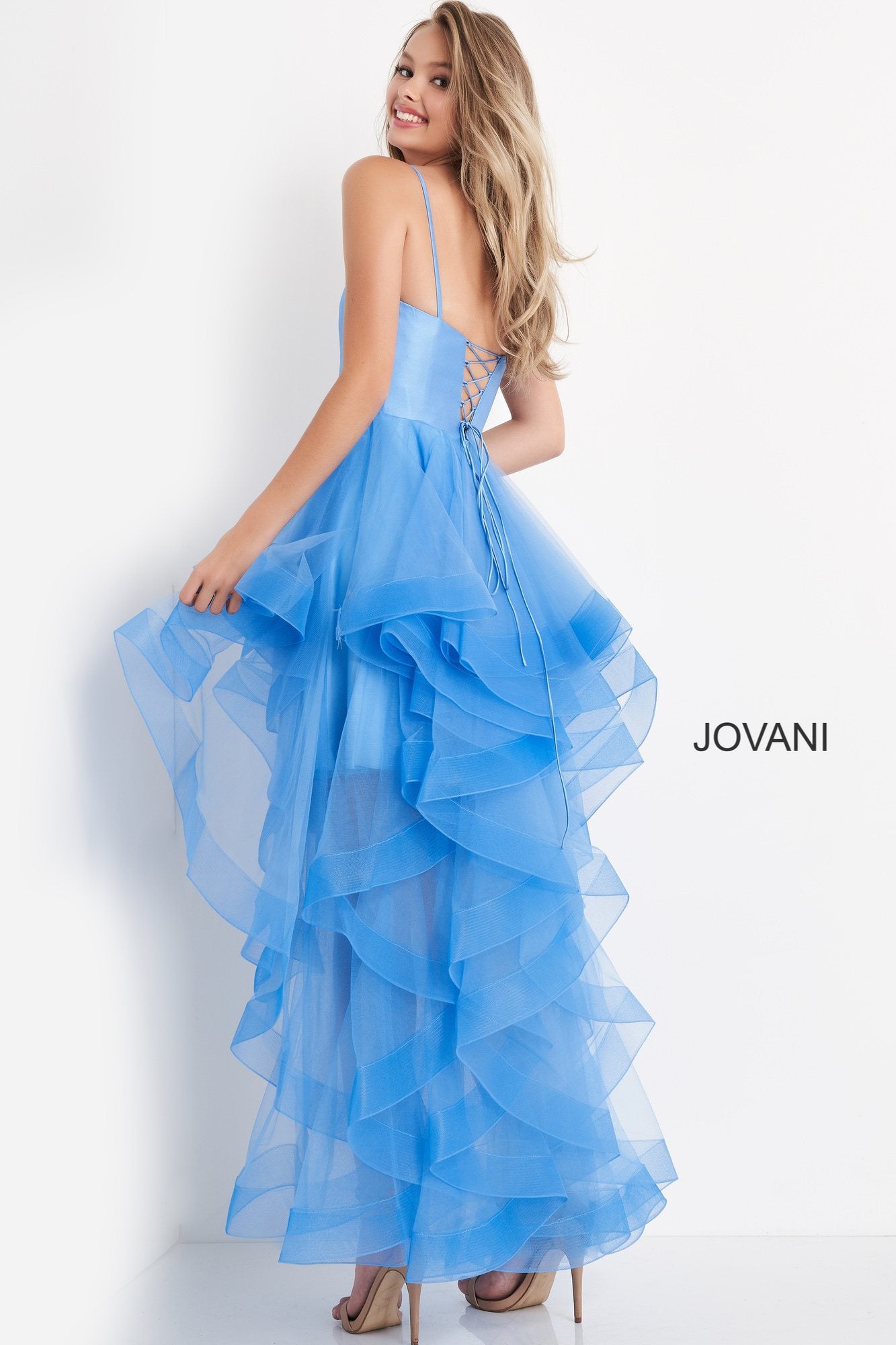 Jovani Kids K66708 Tulle Ruffle High Low Girls Formal Dress Party Gown Short Long