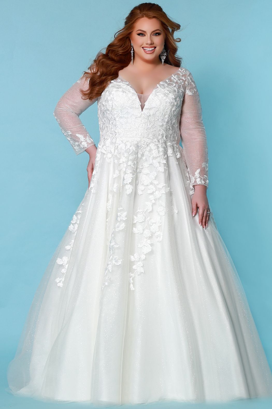 Sydneys Closet SC5267 Shirley Wedding Dress lace long sheer sleeves