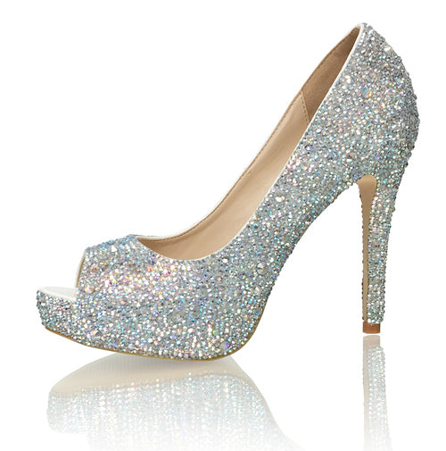 Marc Defang M'chel AB Crystal Platform Pageant Heel Prom Shoe  DESCRIPTION Over 5,000 pcs of crystals on a pair of heels. Crystals are mixed from size 2mm to 5mm (for extra sparkles) Featured crystal color: AB Crystals Peep toes, 5" heels, 1 1/4" platforms. 100% custom handmade product breathtaking craftsmanship Medium width, run true to size Available Sizes: 5.5, 6, 6.5, 7, 7.5, 8, 8.5, 9, 9.5, 10, 11 (Average 30 days before Arrival - custom made)