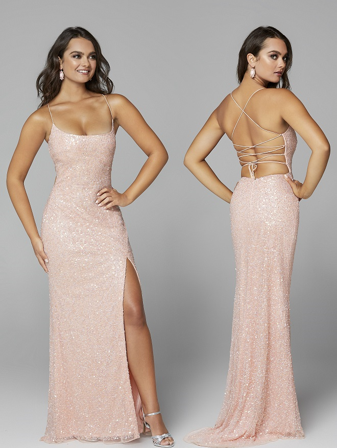 Primavera-Couture-3290-Blush-Prom-Dress-front-back-sequins-scoop-neckline-lace-up-tie-back-slit