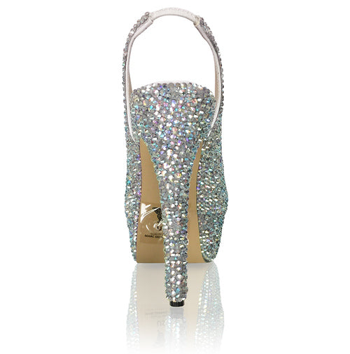 Marc Defang RACHEL AB CRYSTAL Pageant platform heel sling back prom Shoes  DESCRIPTION Featured crystal color: AB crystals 5.5" heels, 1 3/4" platforms. Open toe slingbacks 100% custom handmade product. Medium width, run true to size. Available Sizes: 5.5, 6, 6.5, 7, 7.5, 8, 8.5, 9, 9.5, 10, 11 (Average 30 days before Arrival - custom made)