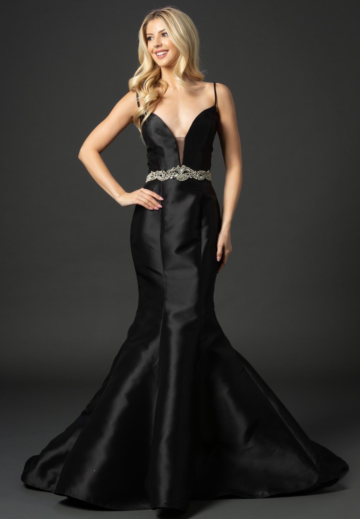 Nina Canacci 2318 Long Mermaid Prom Dress Pageant Gown Mikado Satin