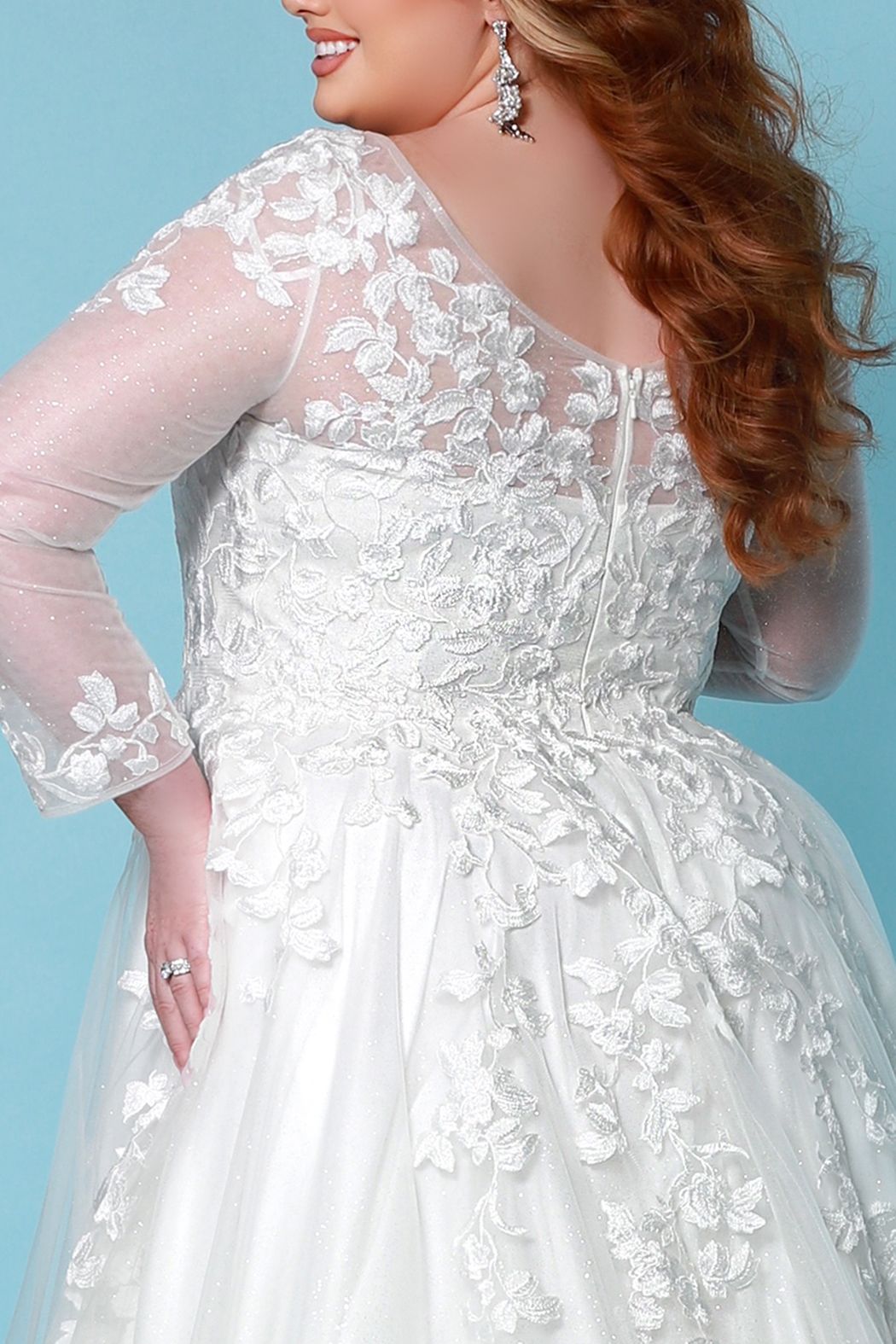 Sydneys Closet SC5267 Shirley Wedding Dress lace long sheer sleeves