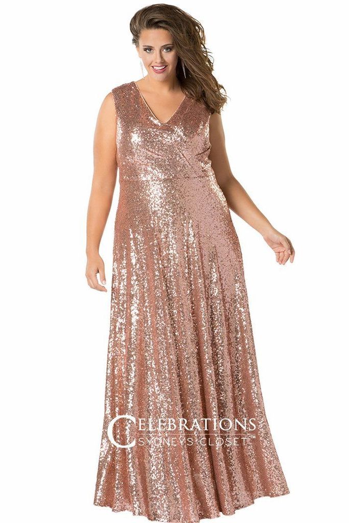 Sydney's Closet CE1801 Long Sequin Plus Size Prom Dress Formal Evening Gown