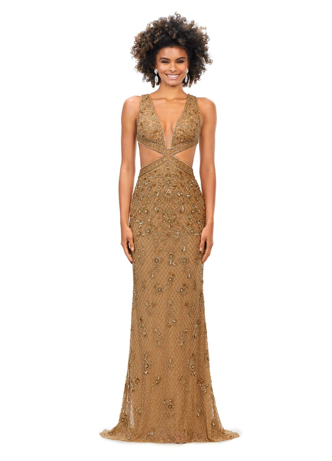 Ashley Lauren 11366 Sequin Gown with Cut Outs