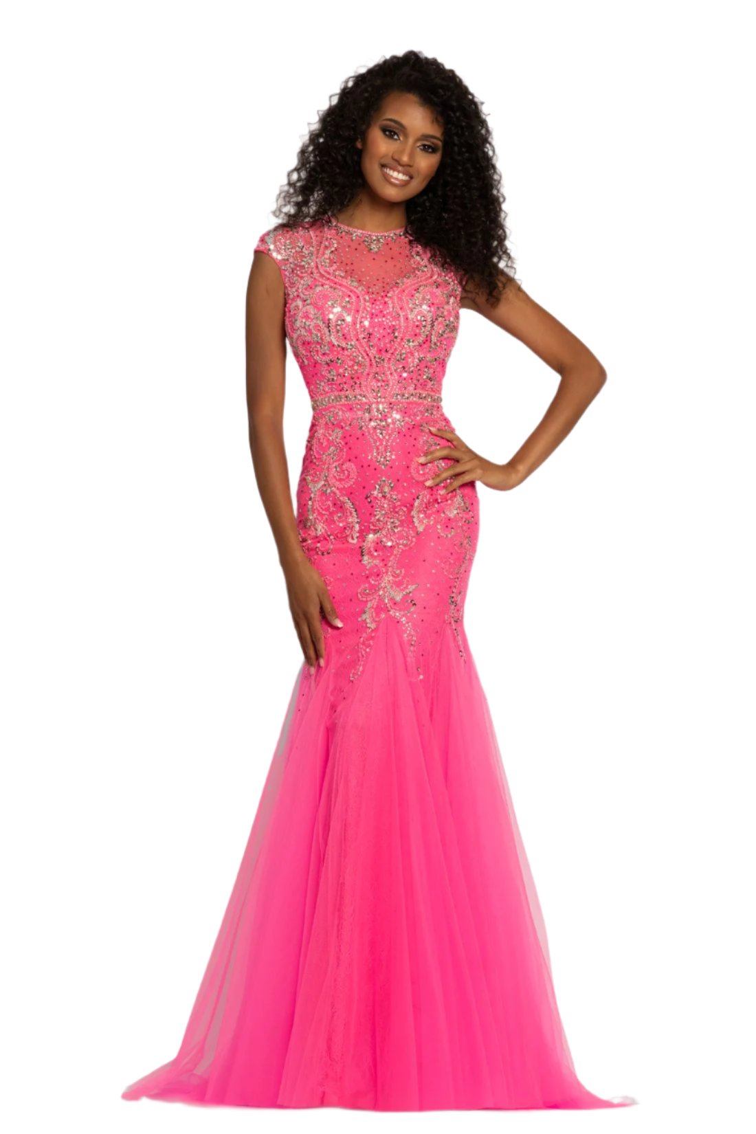 Johnathan Kayne 9039 Illusion Lace Evening Dress Cap Sleeve Mermaid Prom Dress Pageant gown