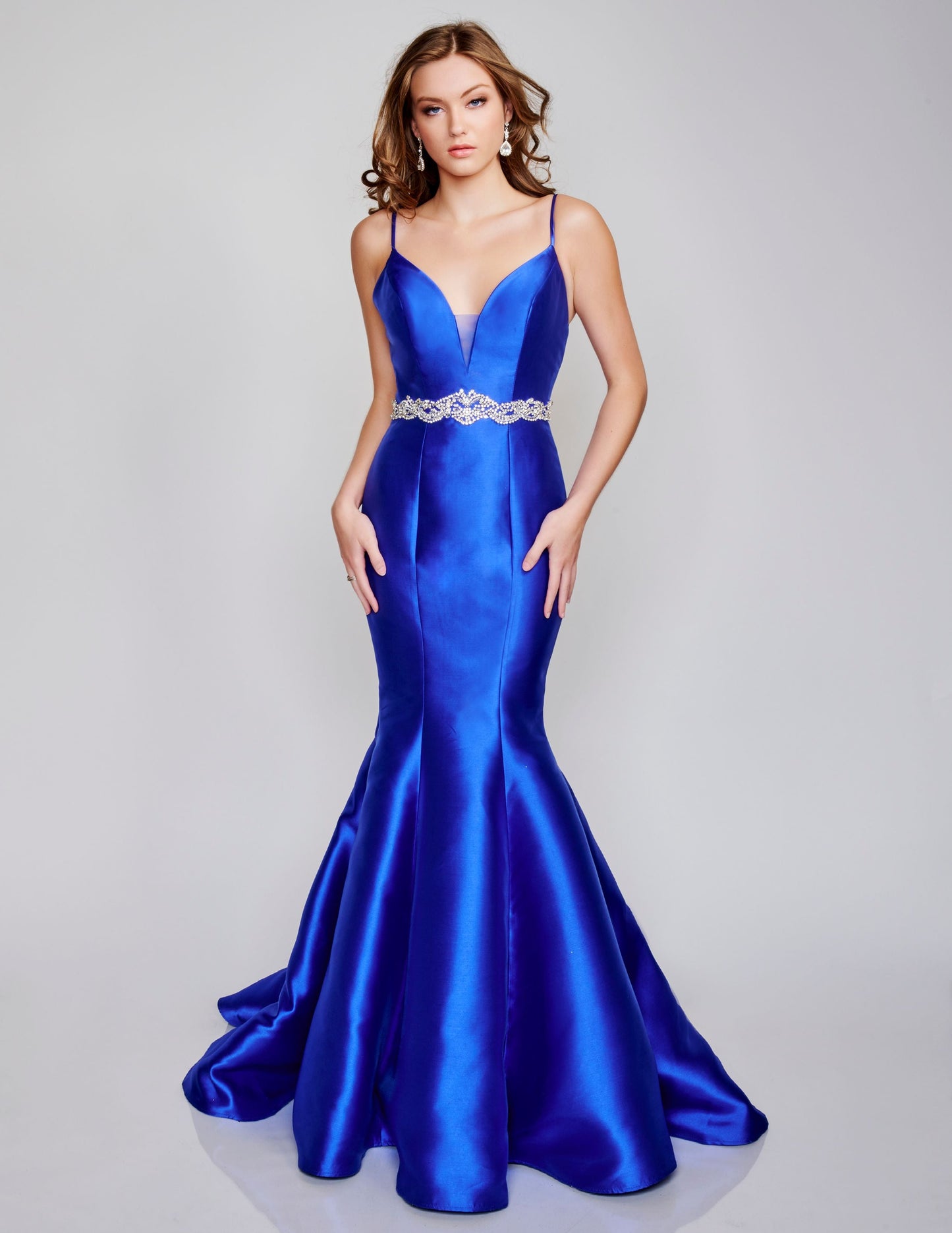 Nina Canacci 2318 Long Mermaid Prom Dress Pageant Gown Mikado Satin