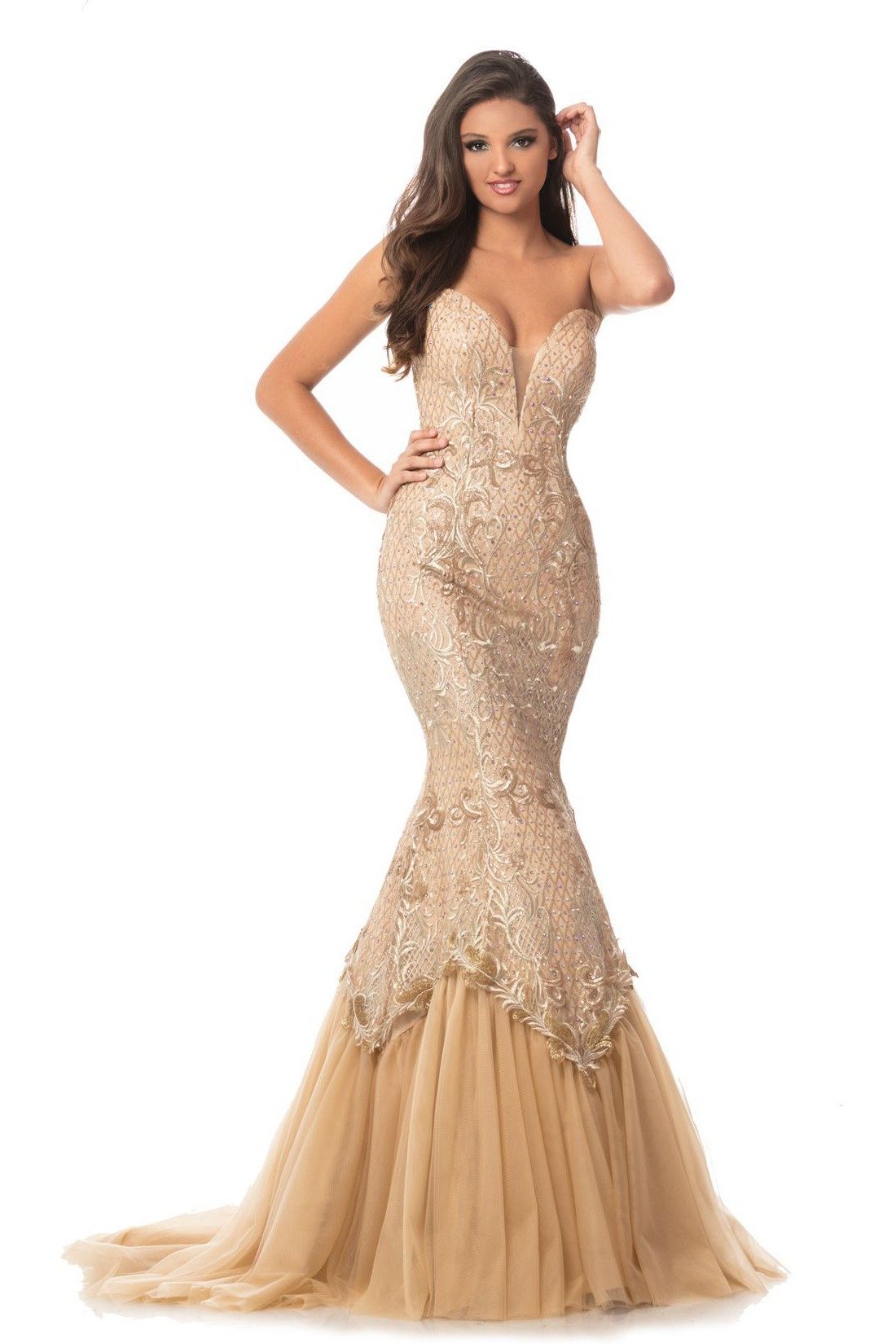 Johnathan Kayne 9001 is a Mermaid Prom Dress, Pageant Gown & Formal Evening Wear. This Classic mermaid gown with V-neck sweetheart bodice designed by Johnathan Kayne. 